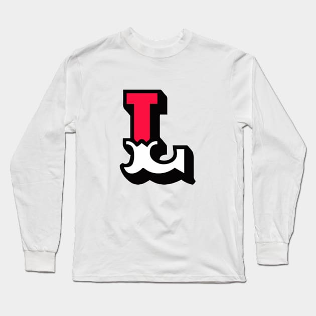 Monogram L - Alphabet Scrapbooking Red/White Circus Style Long Sleeve T-Shirt by RetroGeek